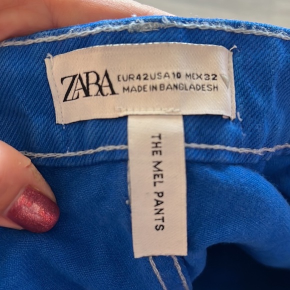 Zara The Mel Pants bright blue size 10 - Picture 9 of 9